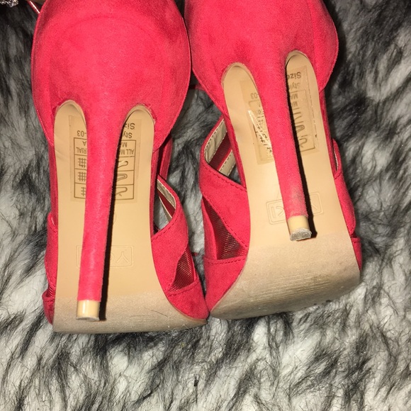 Coral peep toe heels - Picture 3 of 4